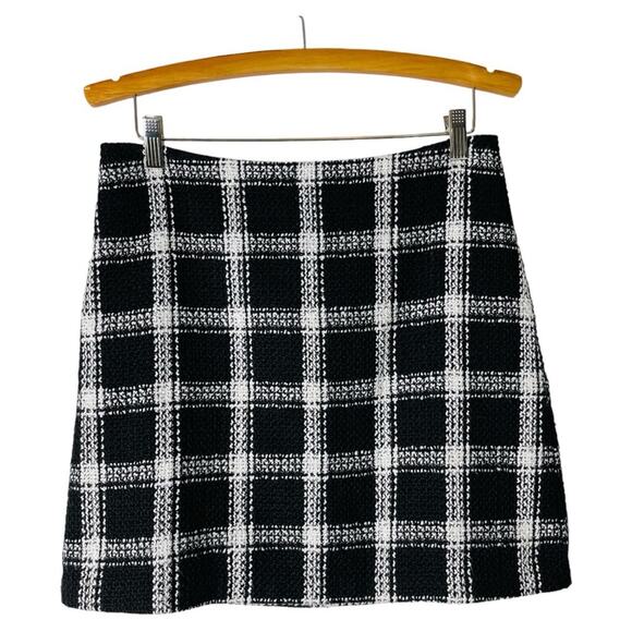 Banana Republic black white wool tweed preppy academia mini skirt 6 - Picture 1 of 5